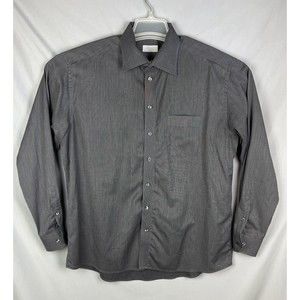 Eton Classic Dress Shirt Mens Size 46 18 Dark Grey Long Sleeve Button Up Clean